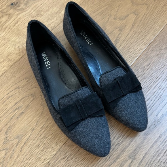 VANELi Gray Wool Pointed Flats with Bow Detail - Ladies 38 - EUC - Picture 2 of 14